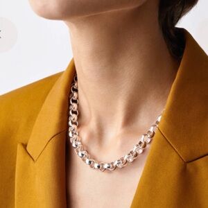 Jenny Bird Rodin Necklace Silver Modern Statement - EUC